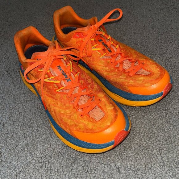 HOKA Men's Tecton X 1123161 PORY Orange Running Shoes Sneakers Size 8.5 - Picture 1 of 16